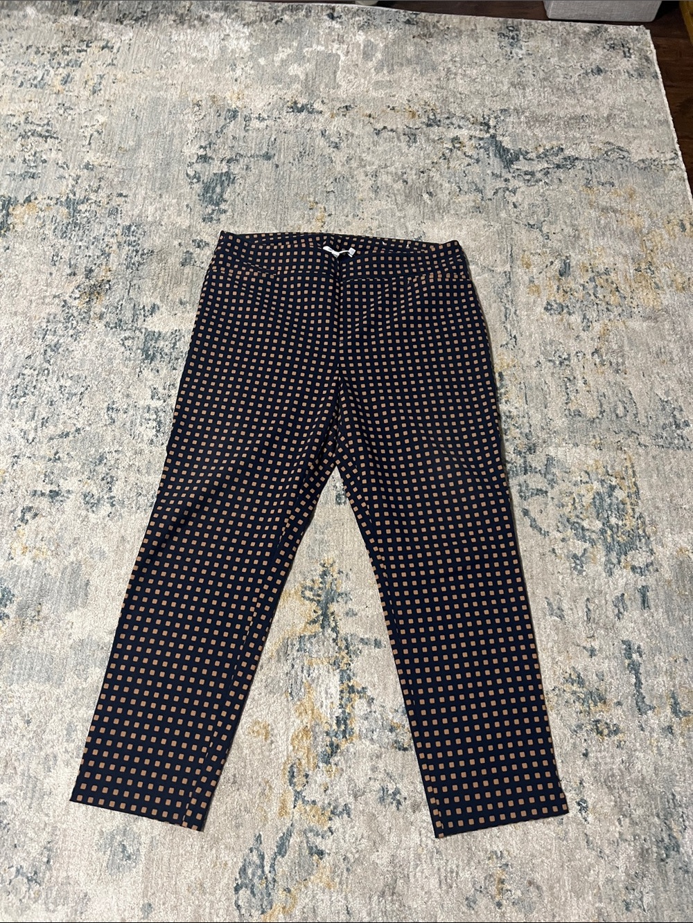 SZ 14 Chico’s So Slimming Navy and Tan Ankle Pant